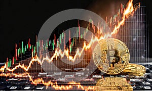 Bitcoin coins fire is burning, generative AI