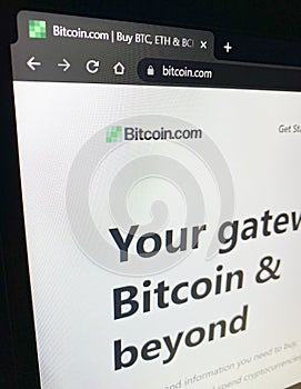 Bitcoin.com main web page on computer screen