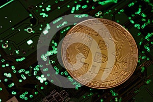 Bitcoin with Circuit Board photo