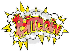 Bitcoin comic boomâ€“ stock illustration