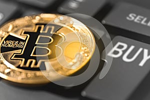 Bitcoin and computer keyboard