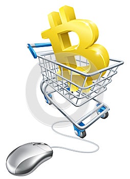 Bitcoin Computer Mouse Shopping Cart Concept