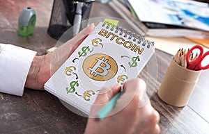 Bitcoin concept on a notepad