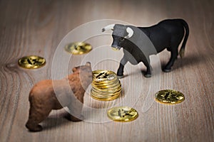 Bitcoin crypto bear and bull market concept