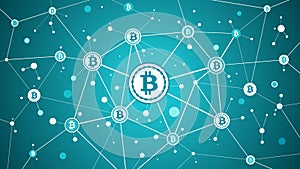 Bitcoin crypto currency and blockchain background