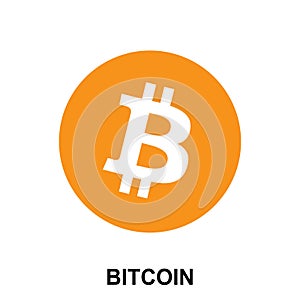 Bitcoin crypto currency blockchain flat logo isolated on white background.