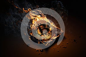 Bitcoin crypto currency burning. Concept business