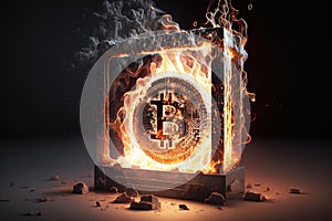 Bitcoin crypto currency burning. Concept business