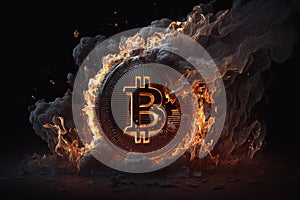 Bitcoin crypto currency burning. Concept business