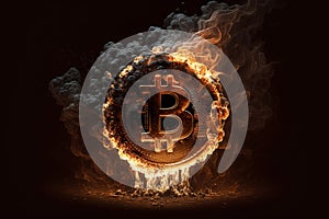 Bitcoin crypto currency burning. Concept business