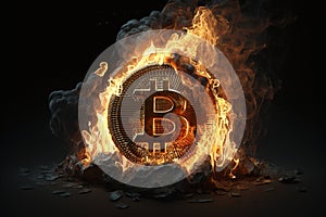 Bitcoin crypto currency burning. Concept business