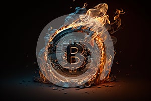 Bitcoin crypto currency burning. Concept business