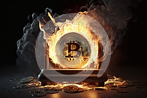 Bitcoin crypto currency burning. Concept business