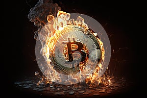 Bitcoin crypto currency burning. Concept business