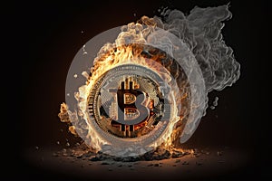 Bitcoin crypto currency burning. Concept business