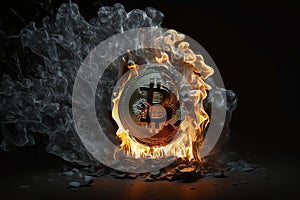 Bitcoin crypto currency burning. Concept business