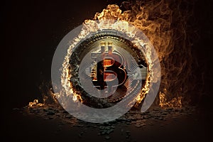 Bitcoin crypto currency burning. Concept business