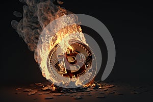 Bitcoin crypto currency burning. Concept business