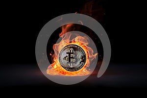 Bitcoin crypto currency digital money burning banner,Generative AI