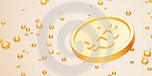 Bitcoin crypto currency gold coin, e-commerce investment concept, 3d render on beige background