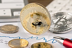 Bitcoin crypto euro currency exchange financial concept