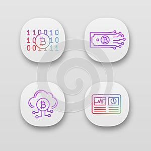 Bitcoin cryptocurrency app icons set