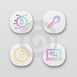 Bitcoin cryptocurrency app icons set