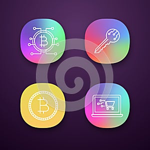 Bitcoin cryptocurrency app icons set