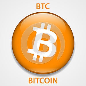 Bitcoin cryptocurrency blockchain icon. Virtual electronic, internet money or cryptocoin symbol, logo