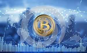 Bitcoin cryptocurrency blockchain technology abstract background