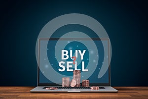 Bitcoin cryptocurrency buy or sell concept