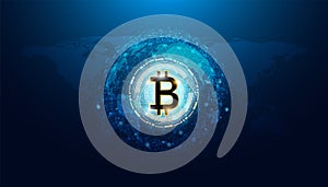 Bitcoin Cryptocurrency consists of the Bitcoin symbol on the world, the concept of the use of cryptocurrencies in the