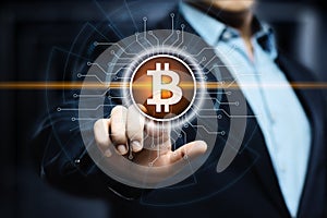 Bitcoin Cryptocurrency Digital Bit Coin BTC Currency Technology Business Internet Concept photo