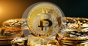 Bitcoin Cryptocurrency Digital Bit Coin BTC Currency Technology Business Internet Concept photo