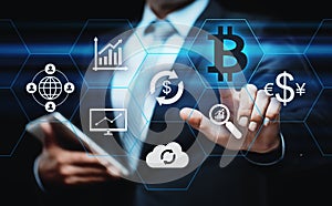 Bitcoin Cryptocurrency Digital Bit Coin BTC Currency Technology Business Internet Concept photo