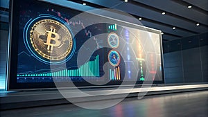 Bitcoin Cryptocurrency Digital Display Graphs Charts Screen
