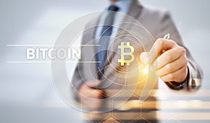 Bitcoin cryptocurrency digital money finance business technology concept.