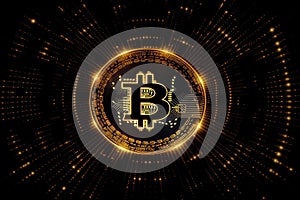 Bitcoin Cryptocurrency Digital Money Gold and Black