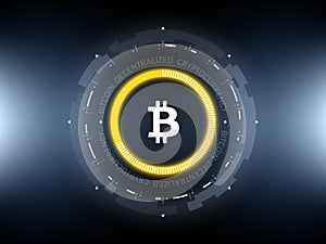 Bitcoin cryptocurrency futuristic circle vector illustration