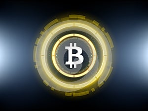 Bitcoin cryptocurrency futuristic circle vector illustration