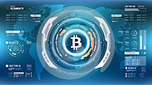 Bitcoin cryptocurrency futuristic circle vector illustration