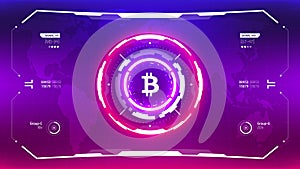 Bitcoin cryptocurrency futuristic circle vector illustration