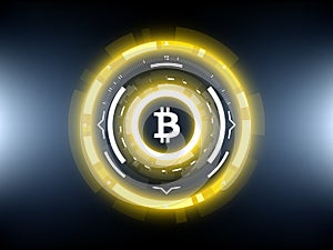 Bitcoin cryptocurrency futuristic circle vector illustration