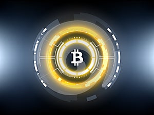 Bitcoin cryptocurrency futuristic circle vector illustration