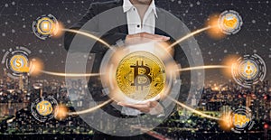 Bitcoin and cryptocurrency investing concept photo