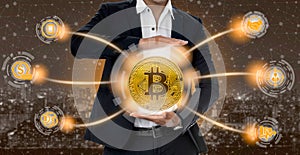 Bitcoin and cryptocurrency investing concept photo