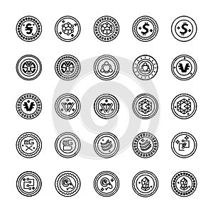 Bitcoin and Cryptocurrency Line Icons Collection