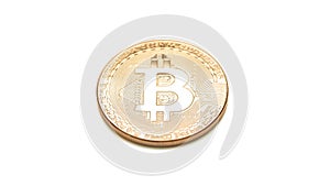 Bitcoin cryptocurrency physical coin on white background