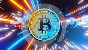 Bitcoin cryptocurrency, virtual money concept.