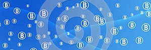 Bitcoin Cryptocurrency Website Header on Blue Gradient